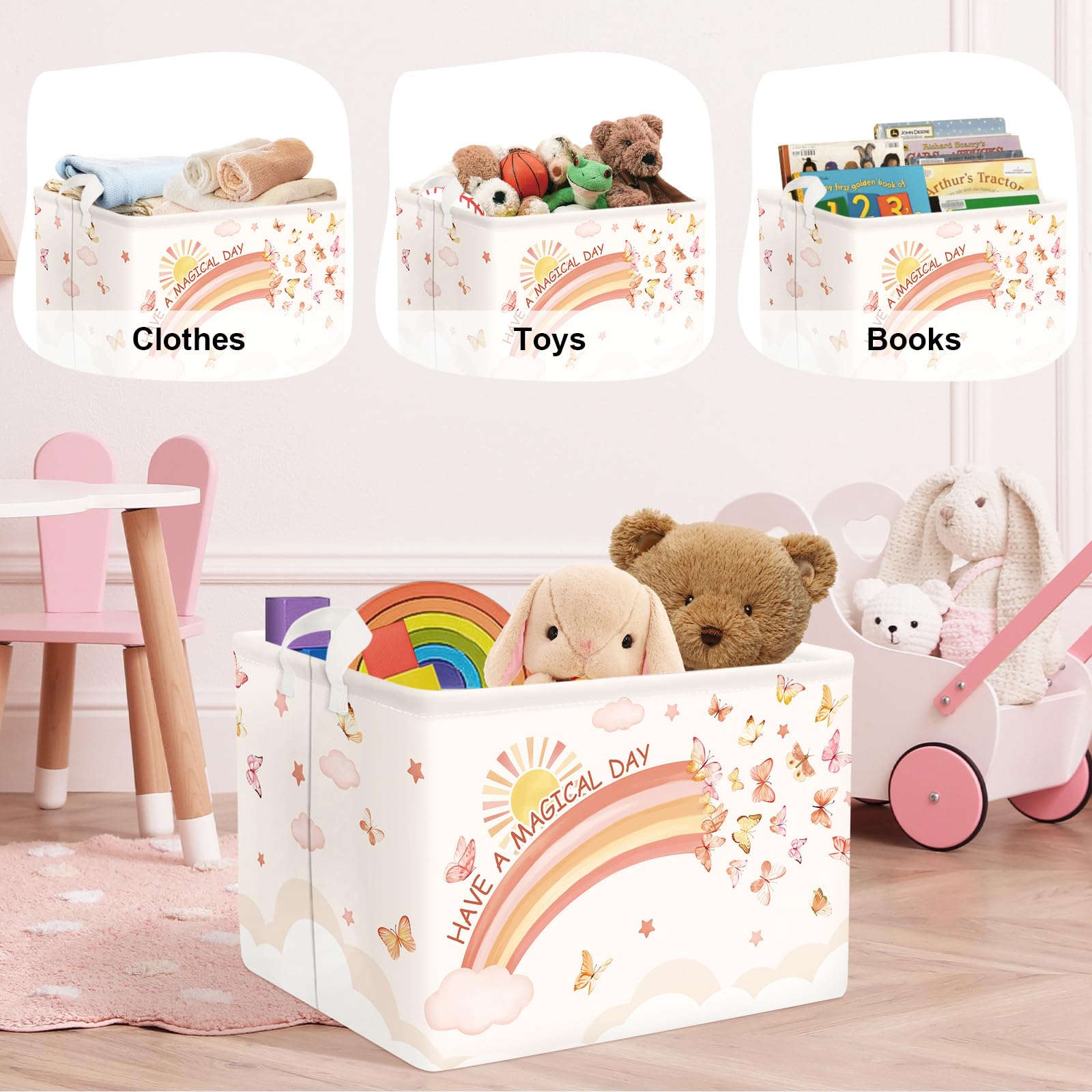 HUUMONSS Rainbow Animals 36L size ready to organize laundry at home
