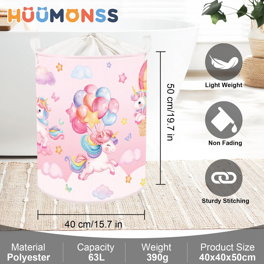 HUUMONSS Rainbow Animals bulky 63L basket folded flat for easy storage.
