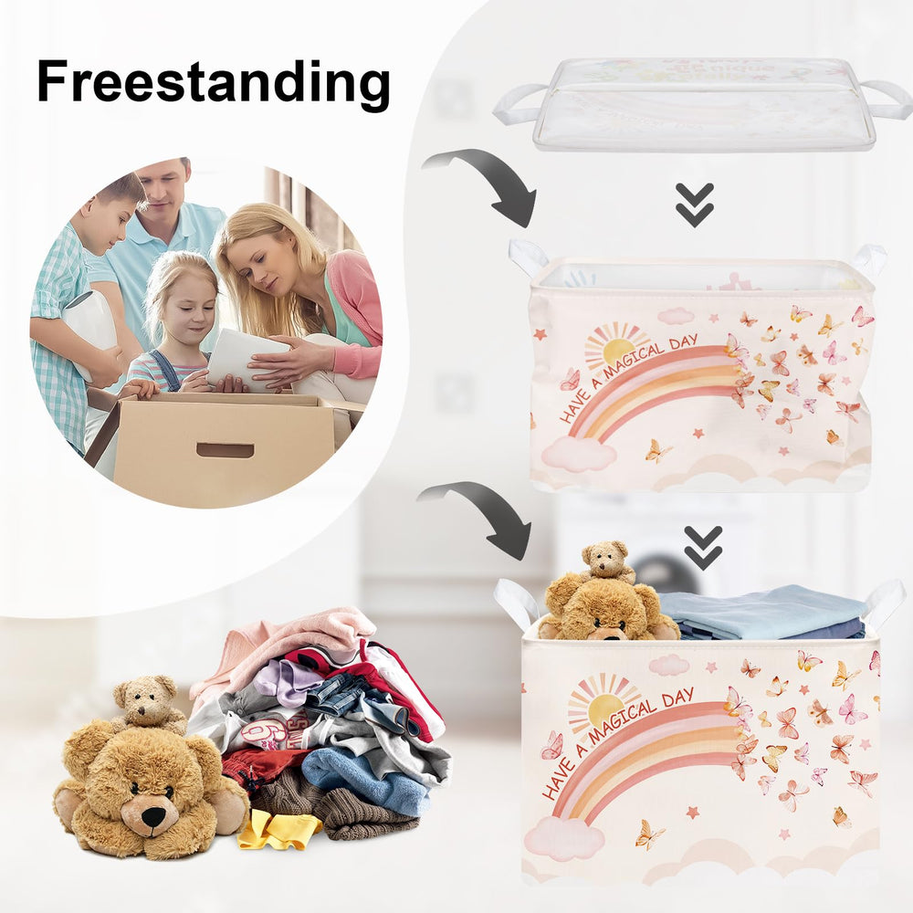 HUUMONSS Rainbow Animals hamper side view highlighting portability and space efficiency