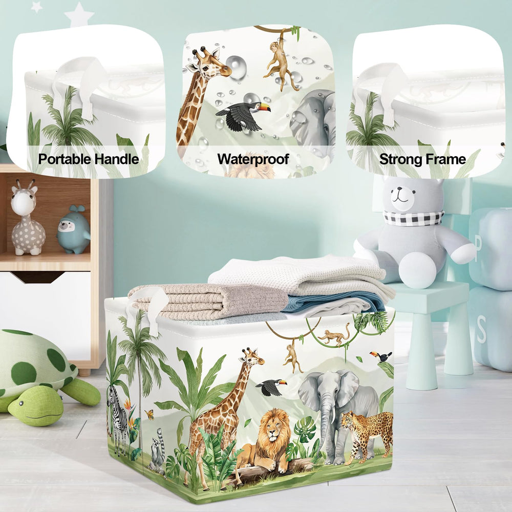 HUUMONSS Safari Animals 36L capacity keeps laundry organized and within reach