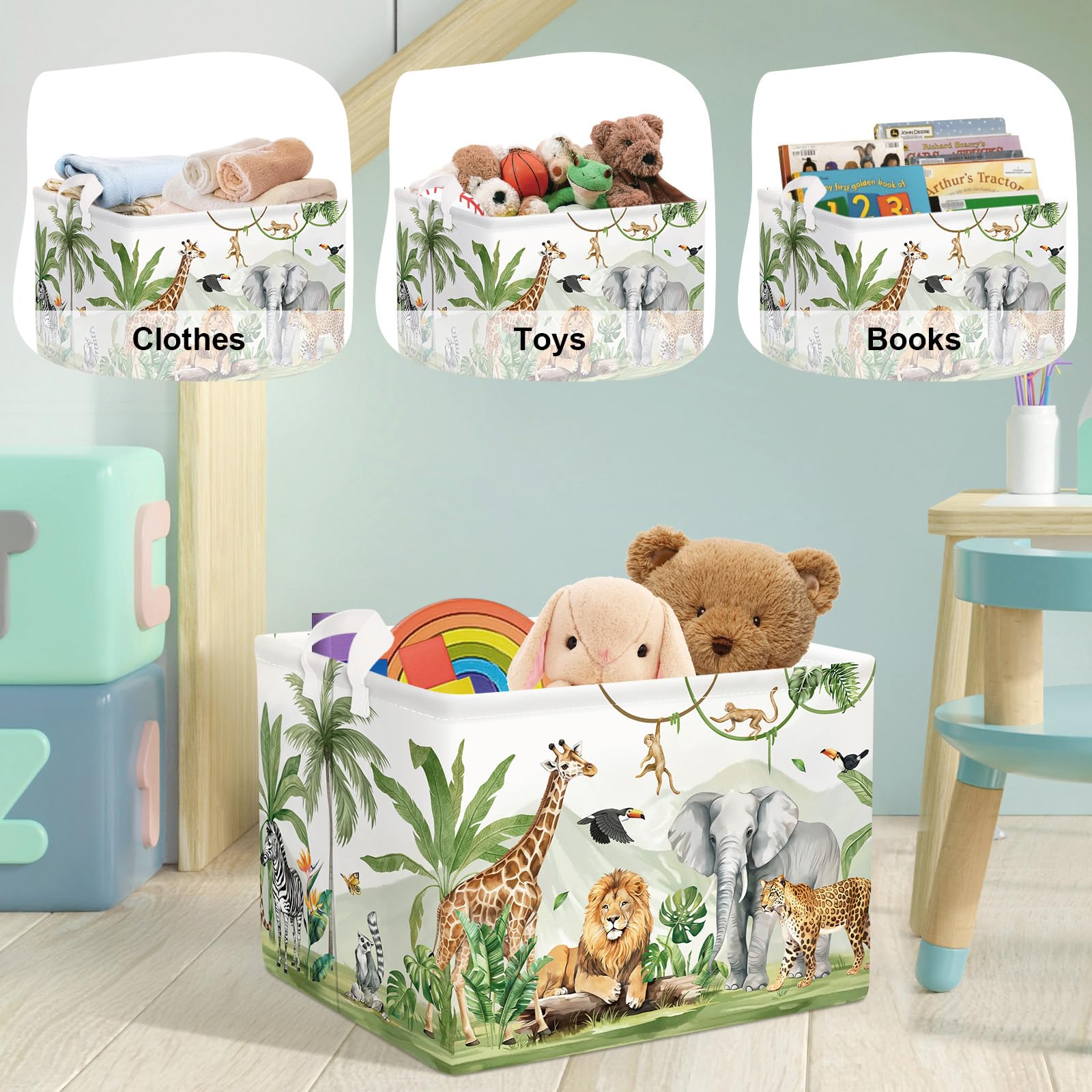 HUUMONSS Safari Animals hamper in a kids' room for quick tidy-ups