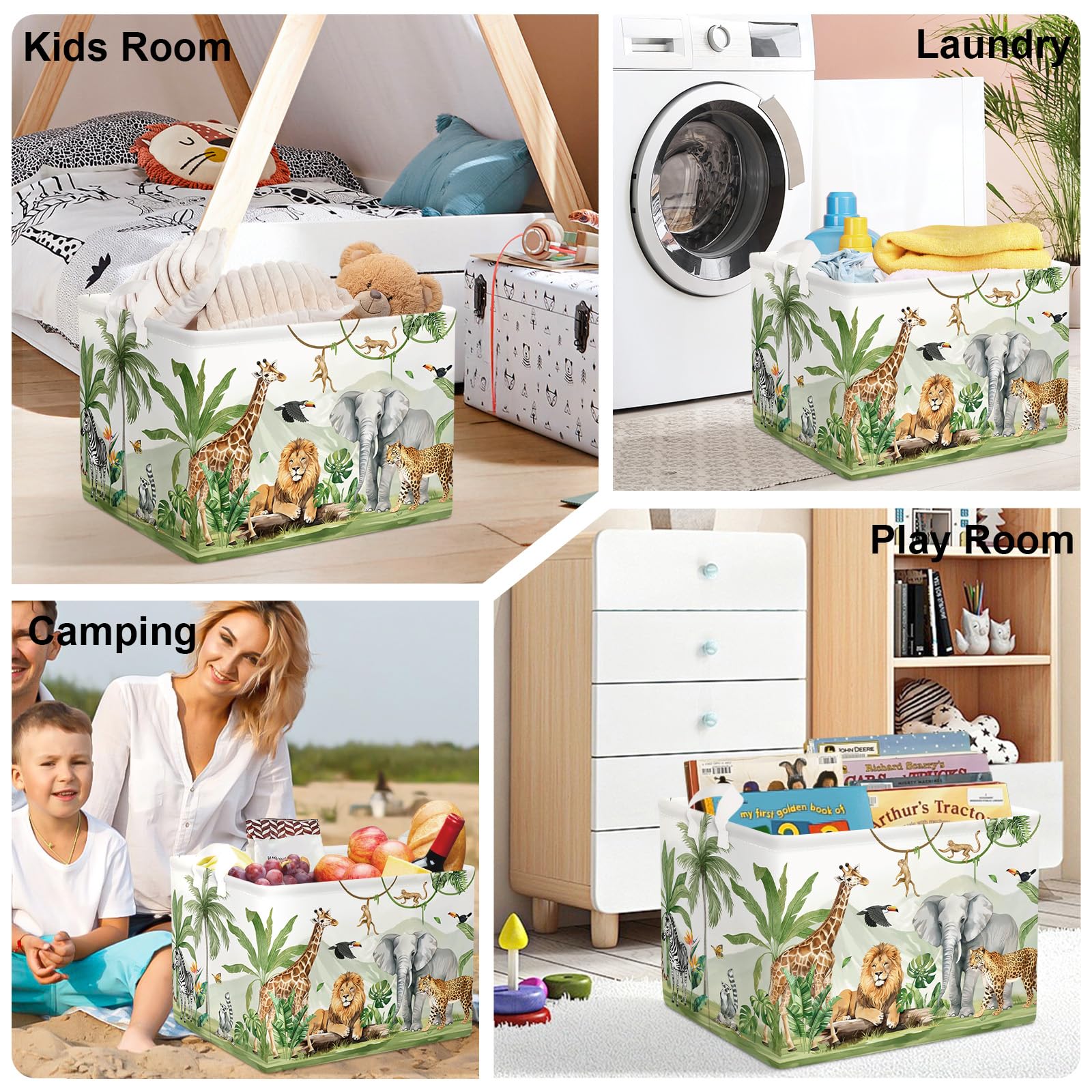 HUUMONSS Safari Animals hamper may wrinkle in transit; use steam iron to restore shape