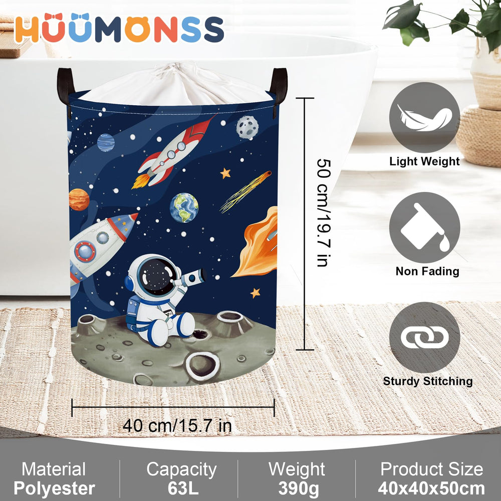 HUUMONSS nursery decor Space Rockets basket adds color and order