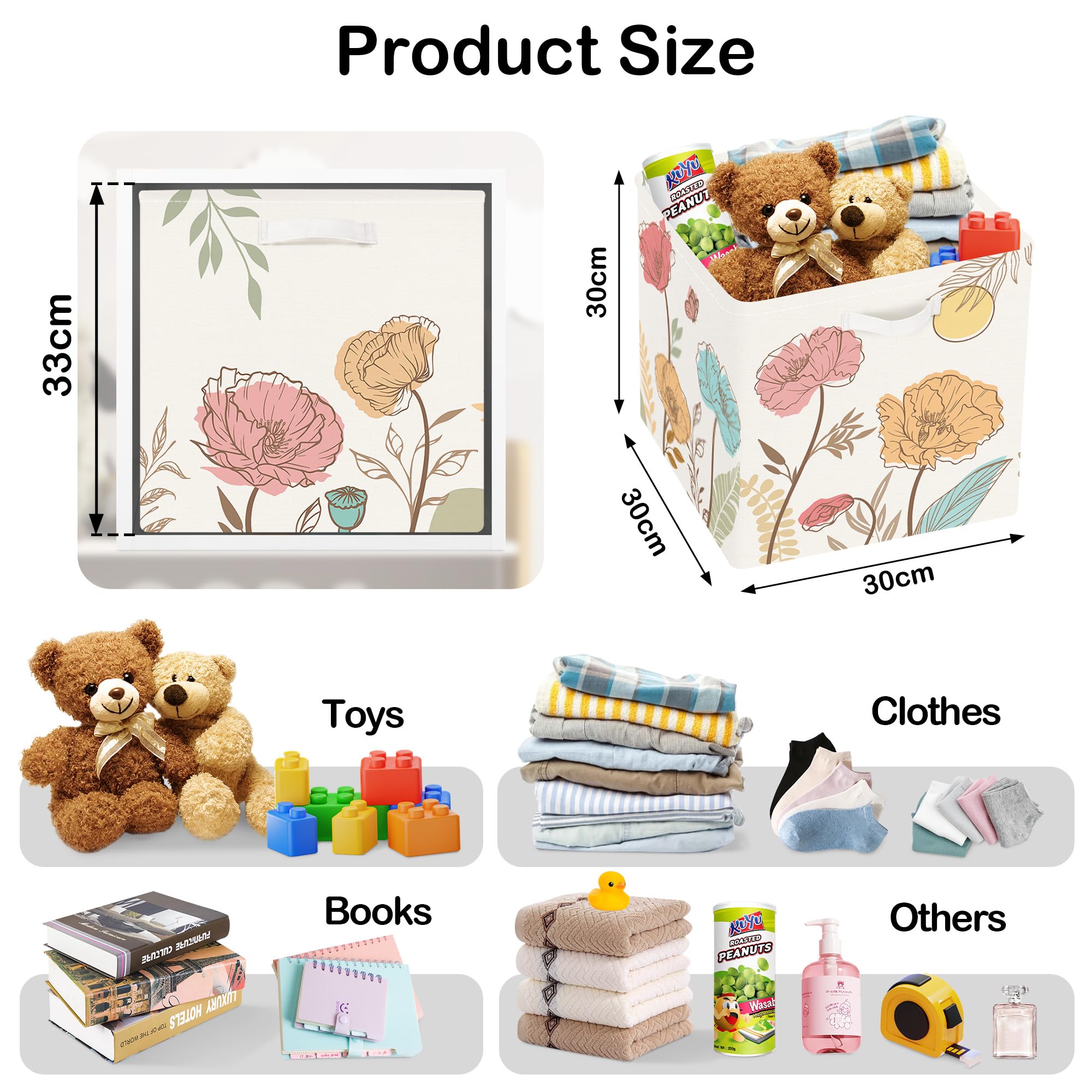 HUUMONSS wild flower cube garden leaves pattern supports easy closet organization