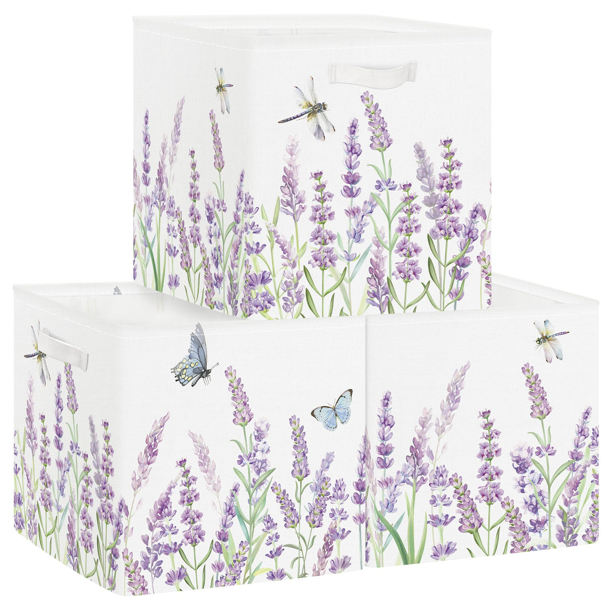 HUUMONSS wild flower storage cubes set with lavender print for tidy closet organization