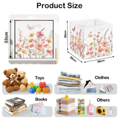 HUUMONSS wildflower storage cube side pattern highlights butterfly accents for lively closet decor.