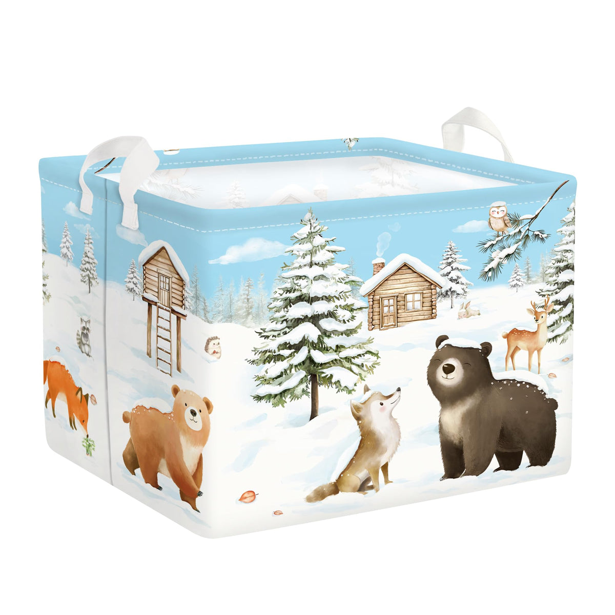 HUUMONSS winter forest bear basket—toy storage and festive decor.