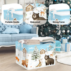 HUUMONSS winter forest squirrel basket—collapsible hamper for quick cleanup.