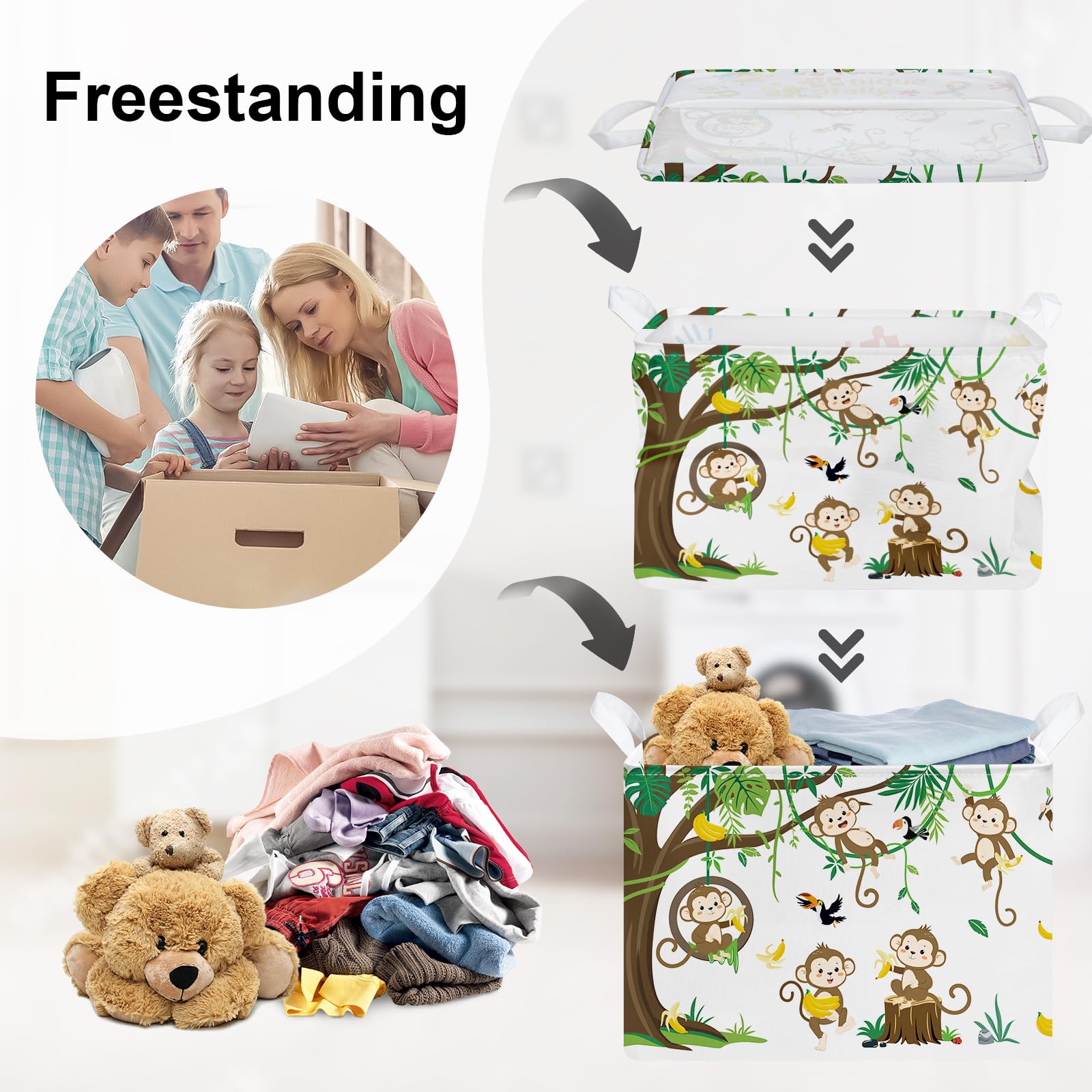 HUUMONSS Woodland Animals foldable bin 36L for compact closet storage