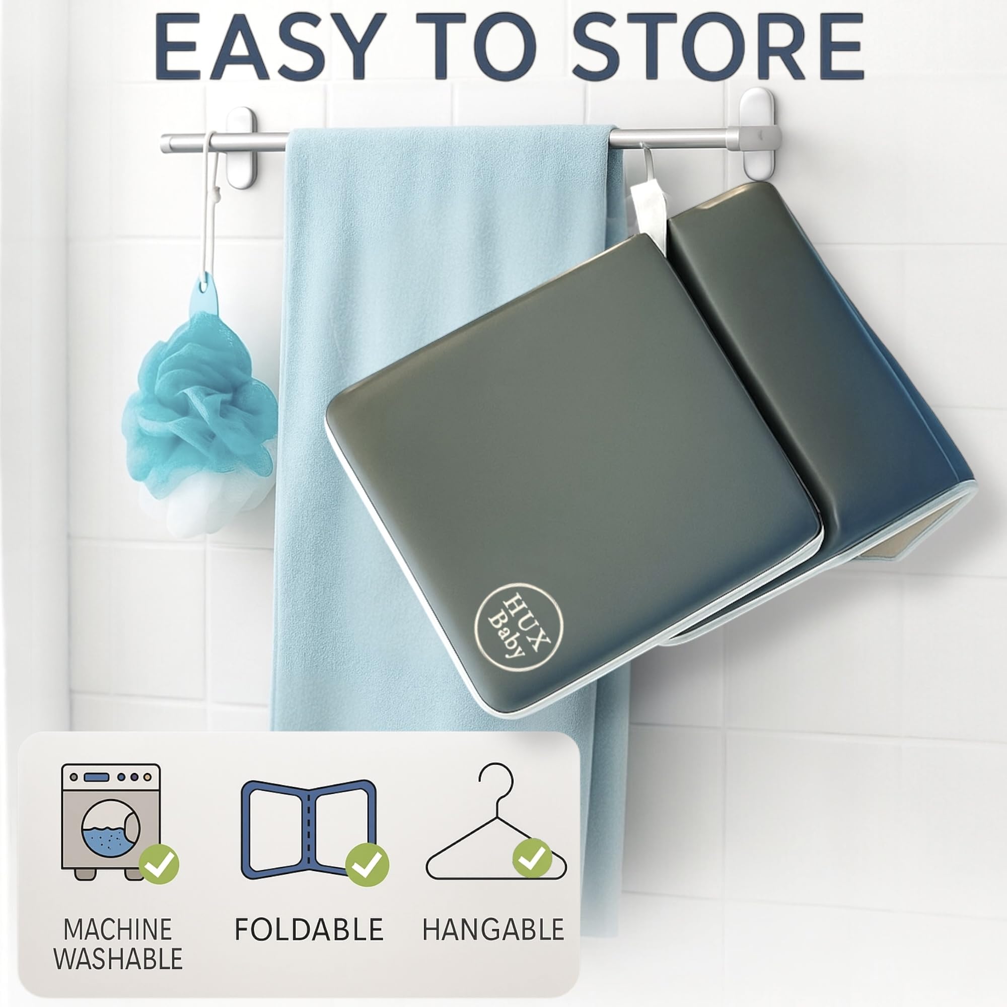 HUX Baby mildew-resistant material resists mold for cleaner baths