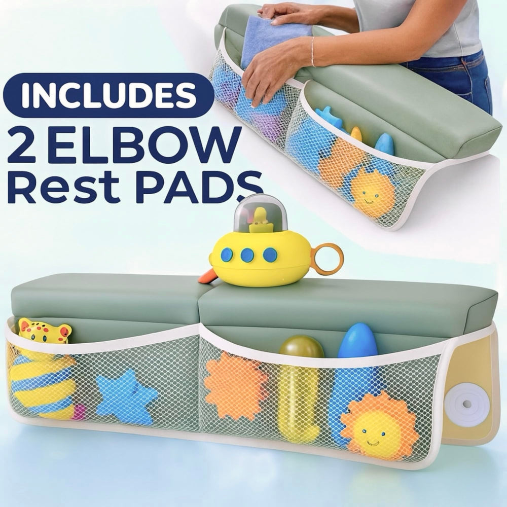 HUX Baby kneeler with non-slip backing stays secure for safer bath time.