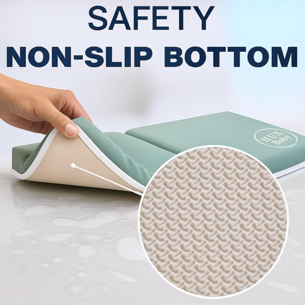 HUX Baby strong suction cups secure the kneeler to tub surfaces.