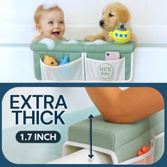 HUX Baby toy organizer pockets keep bath essentials within easy reach.
