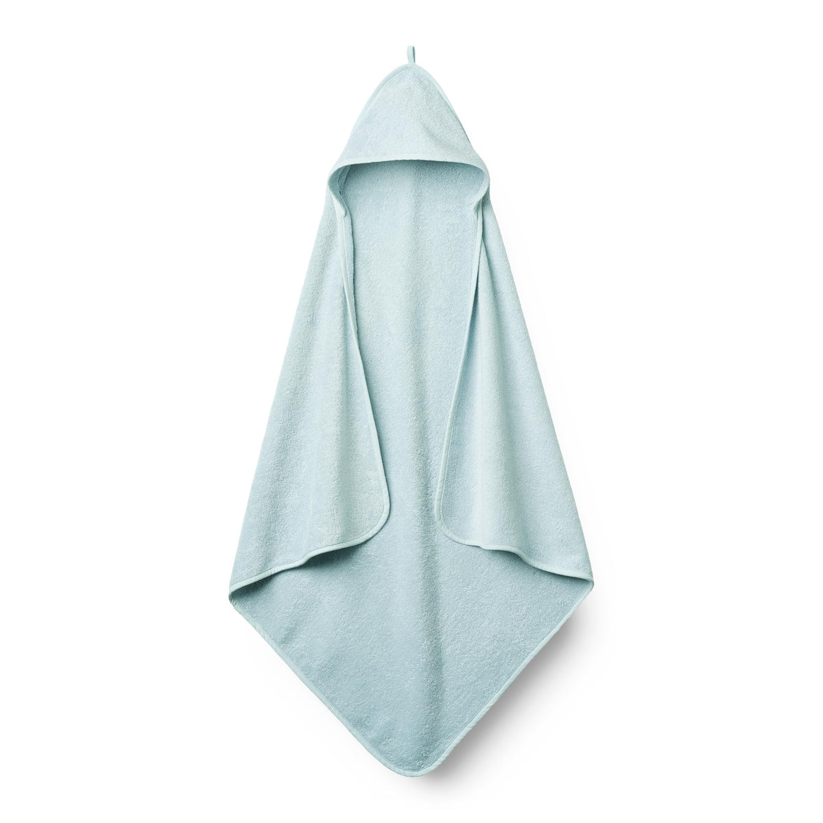 Huxie Baby Hooded Towel blue front close-up shows plush organic cotton softness for gentle drying