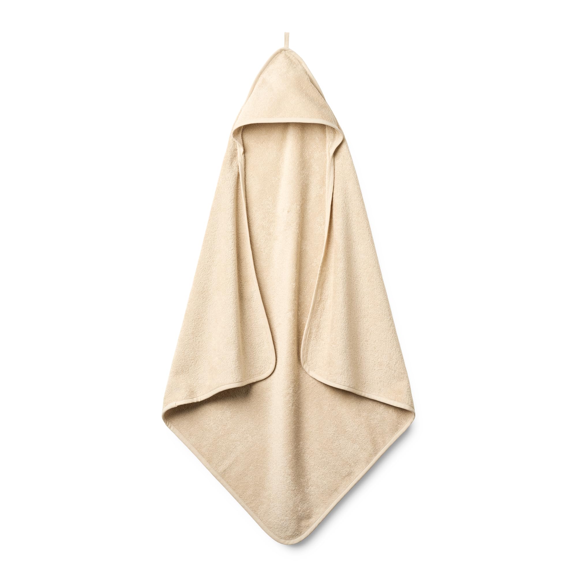 Huxie hooded towel fog closeup — soft organic cotton for gentle baby skin care