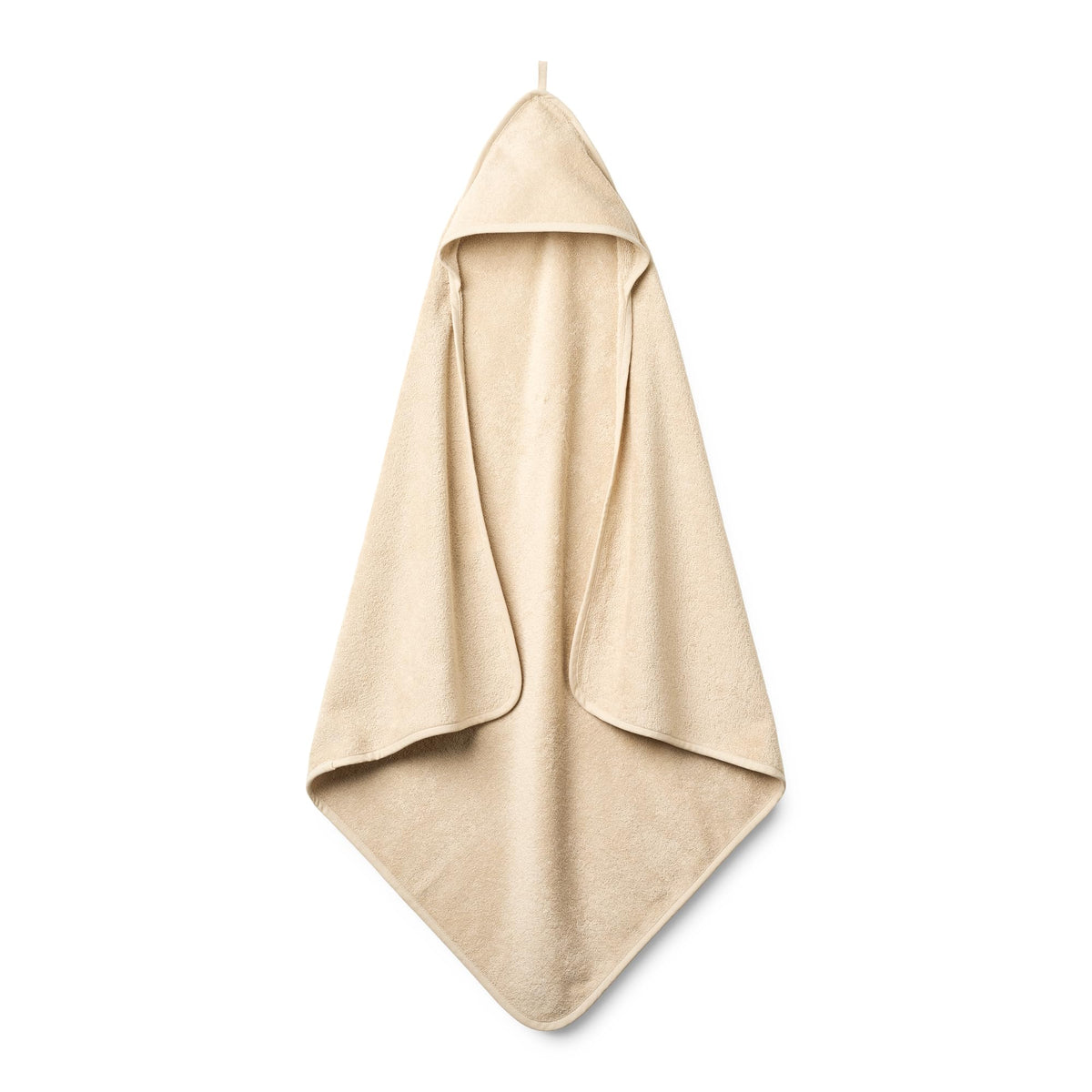 Huxie hooded towel fog closeup — soft organic cotton for gentle baby skin care