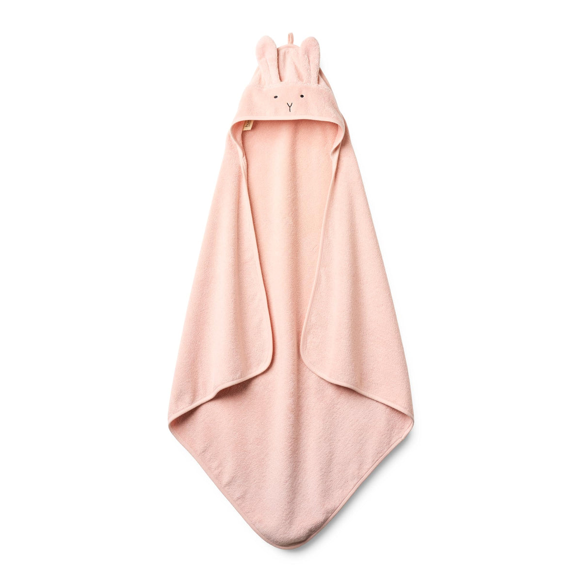 Huxie baby hooded towel rabbit-blush: ultra-soft organic cotton for gentle post-bath cuddles.