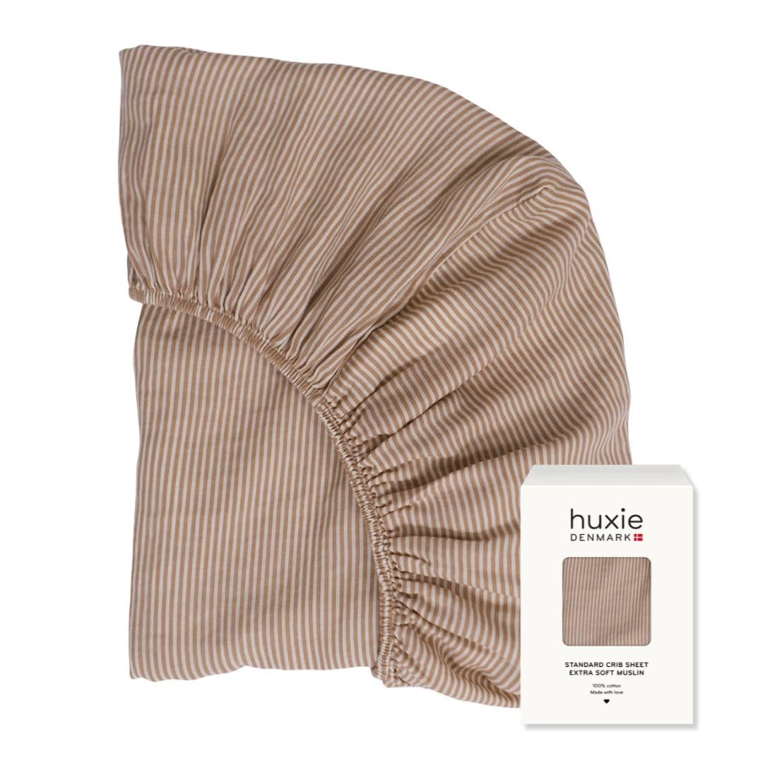 Huxie crib sheets natural stripe showcase premium organic cotton softness for baby sleep
