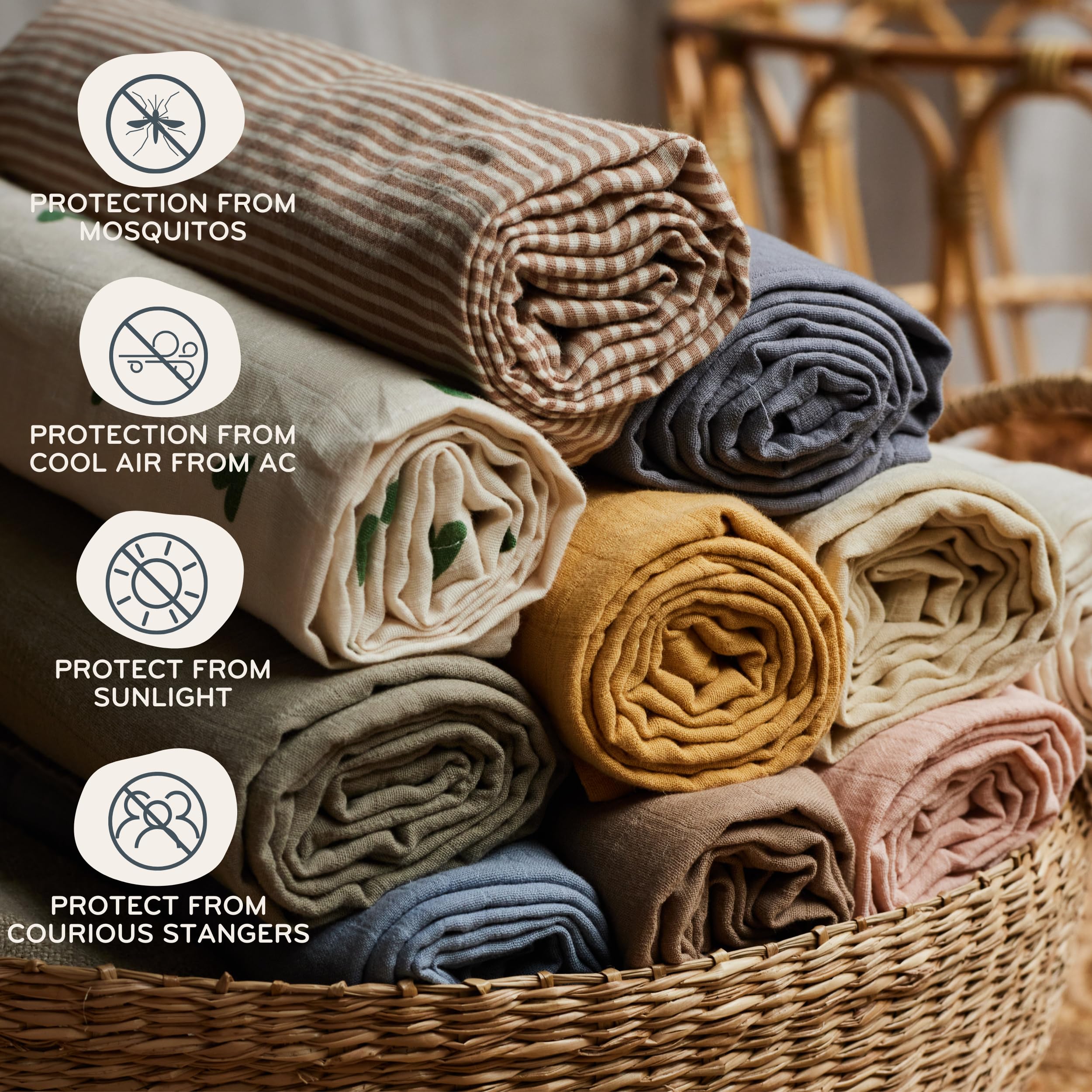 Roomy 43 by 32 inches provides privacy and soft coverage during on-the-go moments.