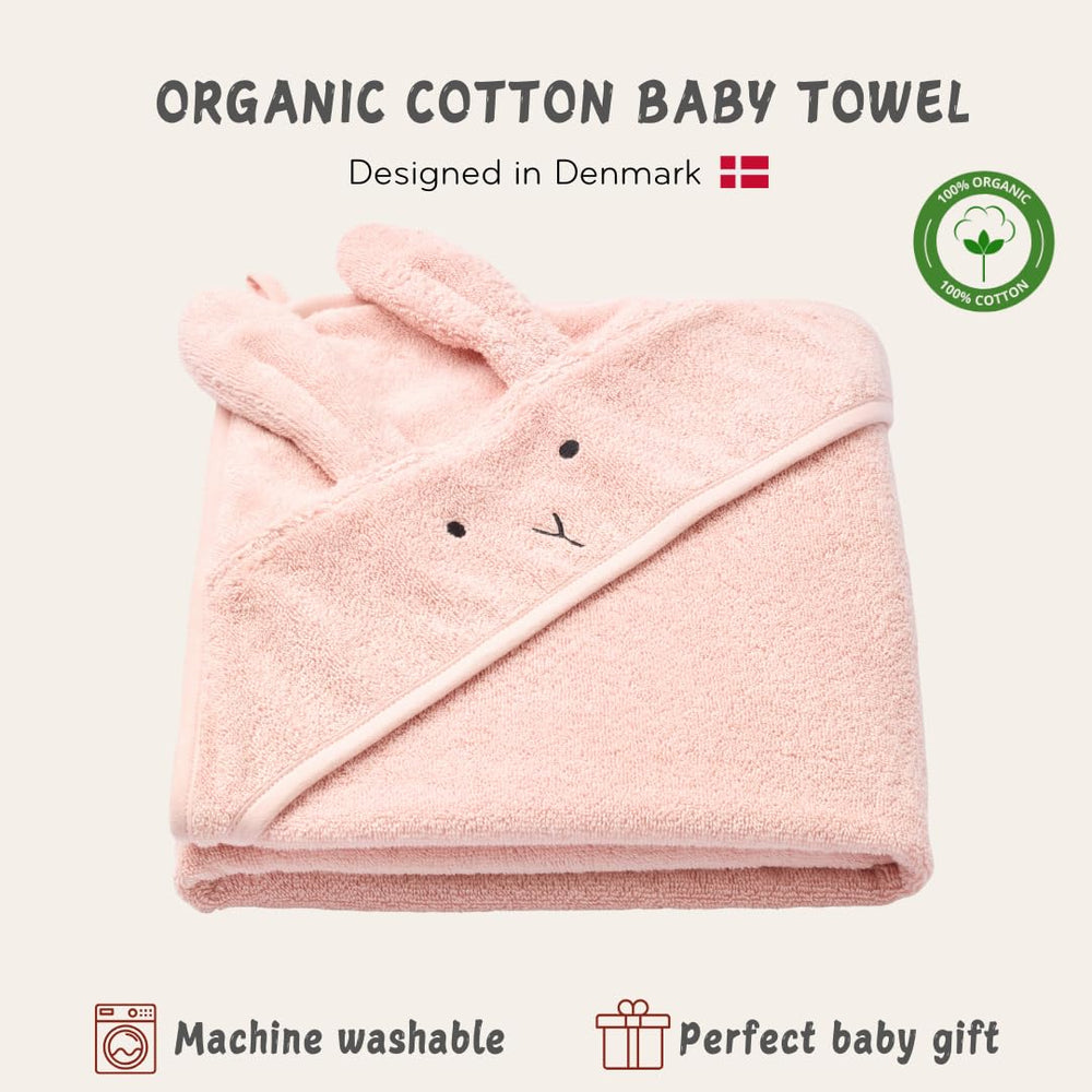 Huxie hooded towel 32x32: generous size supports baby from newborn to toddler.