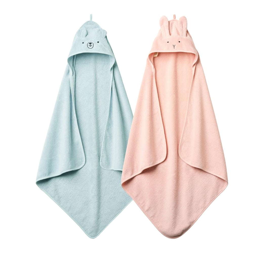 Huxie hooded towel Rabbit Blush wraps newborn in soft, gentle warmth.