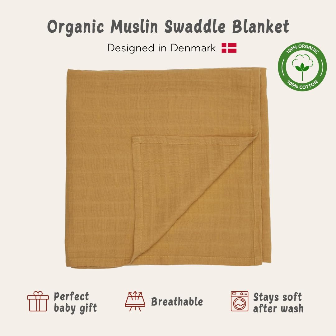 Huxie Swaddle Autumn Yellow baby wrapped for secure snug swaddle