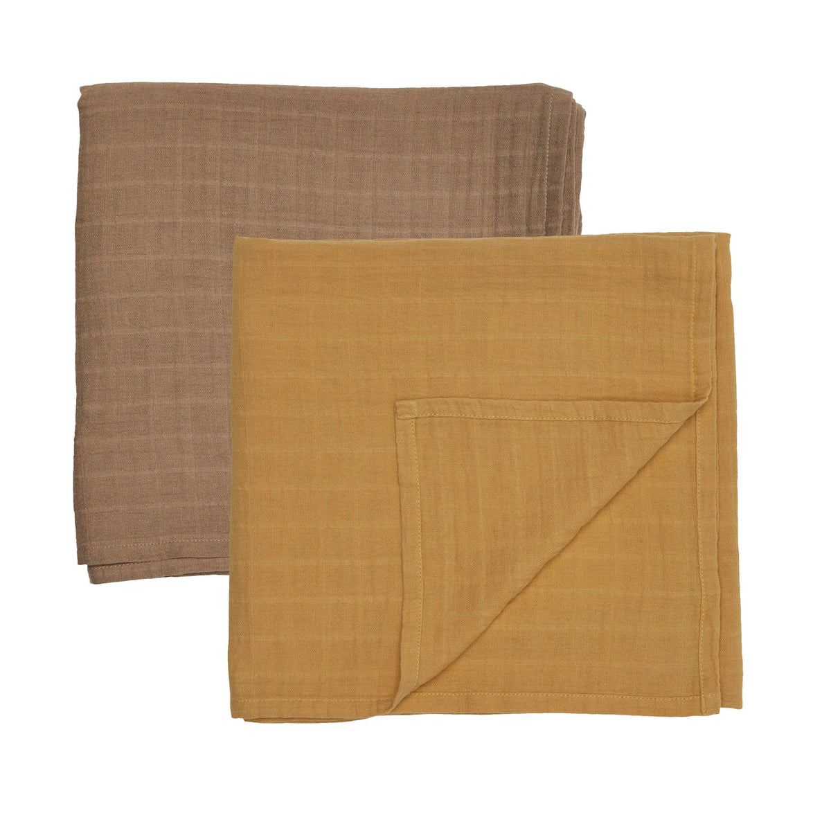 Huxie Swaddle autumn yellow closeup—soft organic muslin for newborn comfort