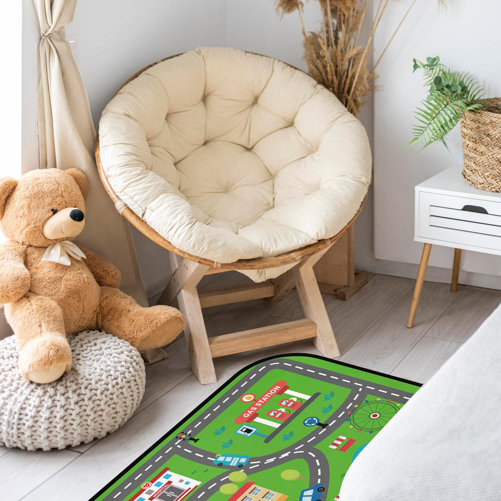 HUXINO Kids Car Road Rug is washable and easy to maintain.