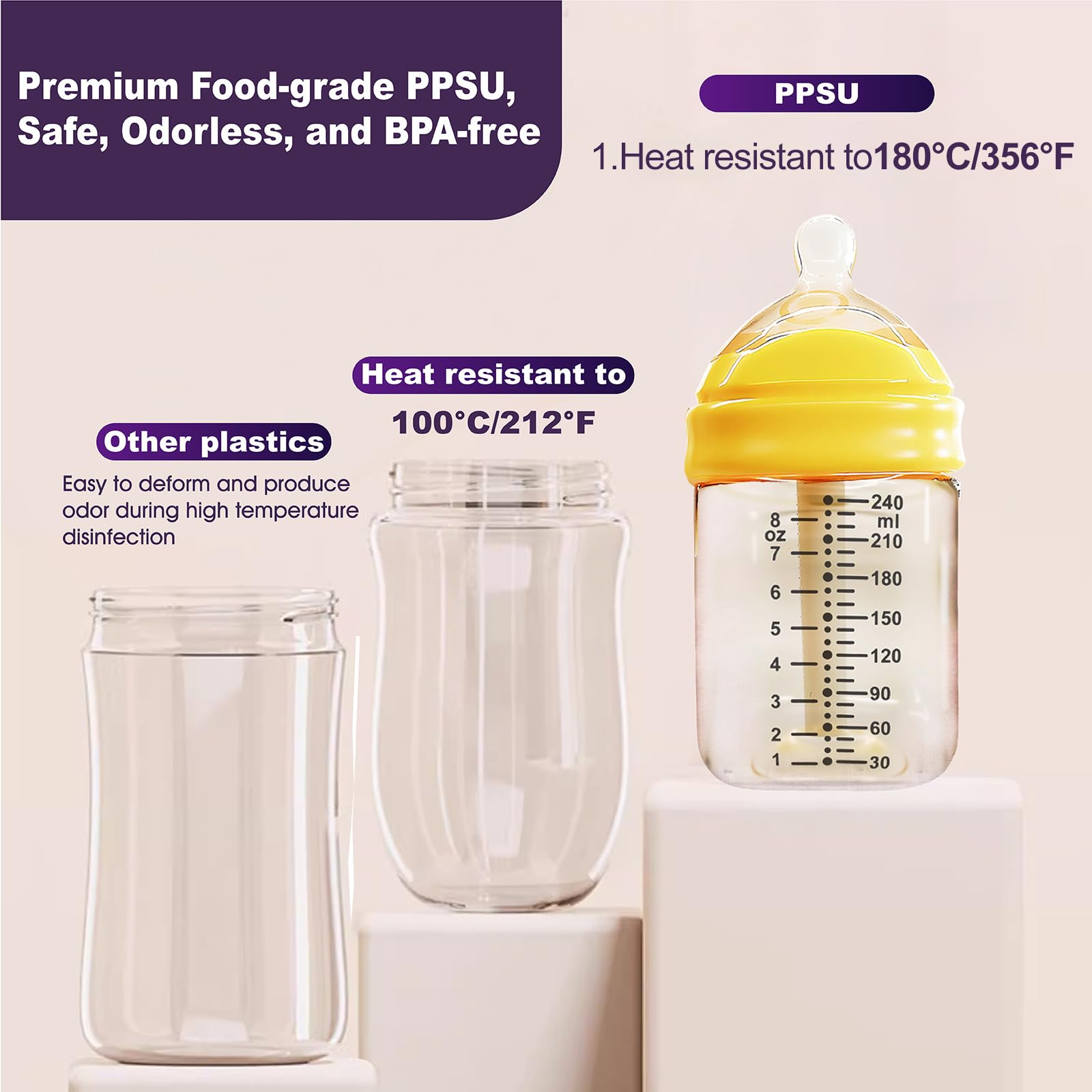 HVLVOYG PPSU bottle anti-colic vent demonstrates smoother milk flow with reduced air intake.