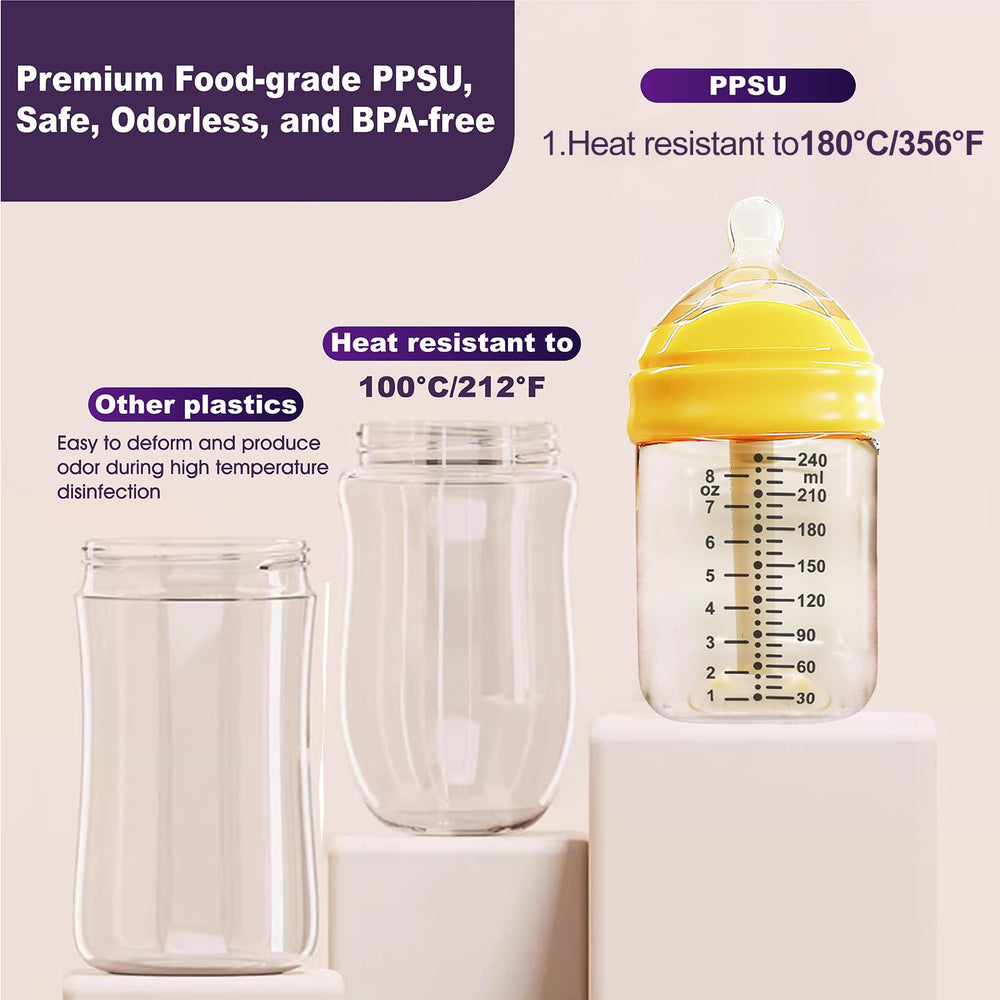 HVLVOYG PPSU bottle anti-colic vent demonstrates smoother milk flow with reduced air intake.