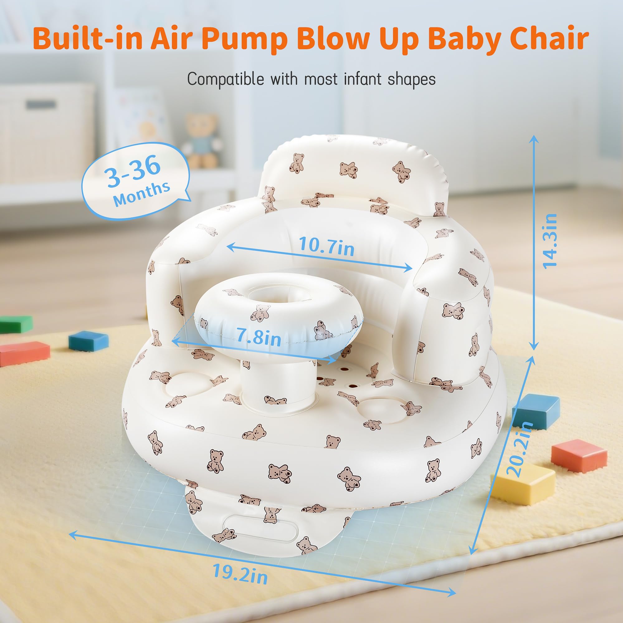 Hvygss inflatable baby seat fully inflated for stable back support
