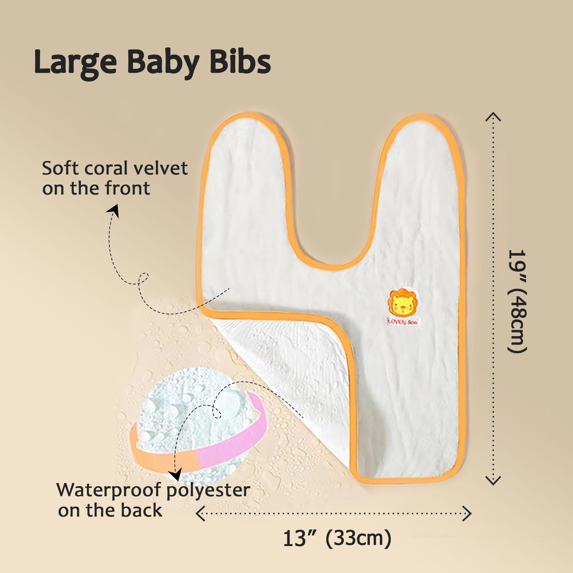 Hwieccogts bibs feature adjustable snaps for growing children.