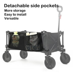 HX AURIZE organizer attached to wagon frame for tidy travel essentials.