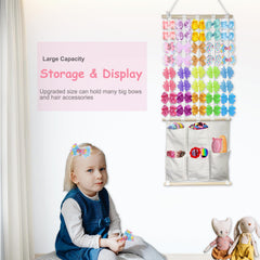 HY.MIS bow organizer with cotton ribbons neatly displays bows and clips