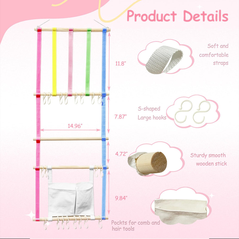 HY.MIS Colorful straps showcase organized bows for easy selection