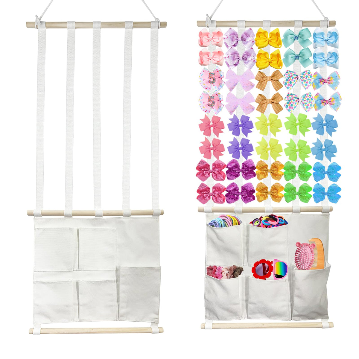 HY.MIS headband holder on wall shows organized bows for quick outfit checks