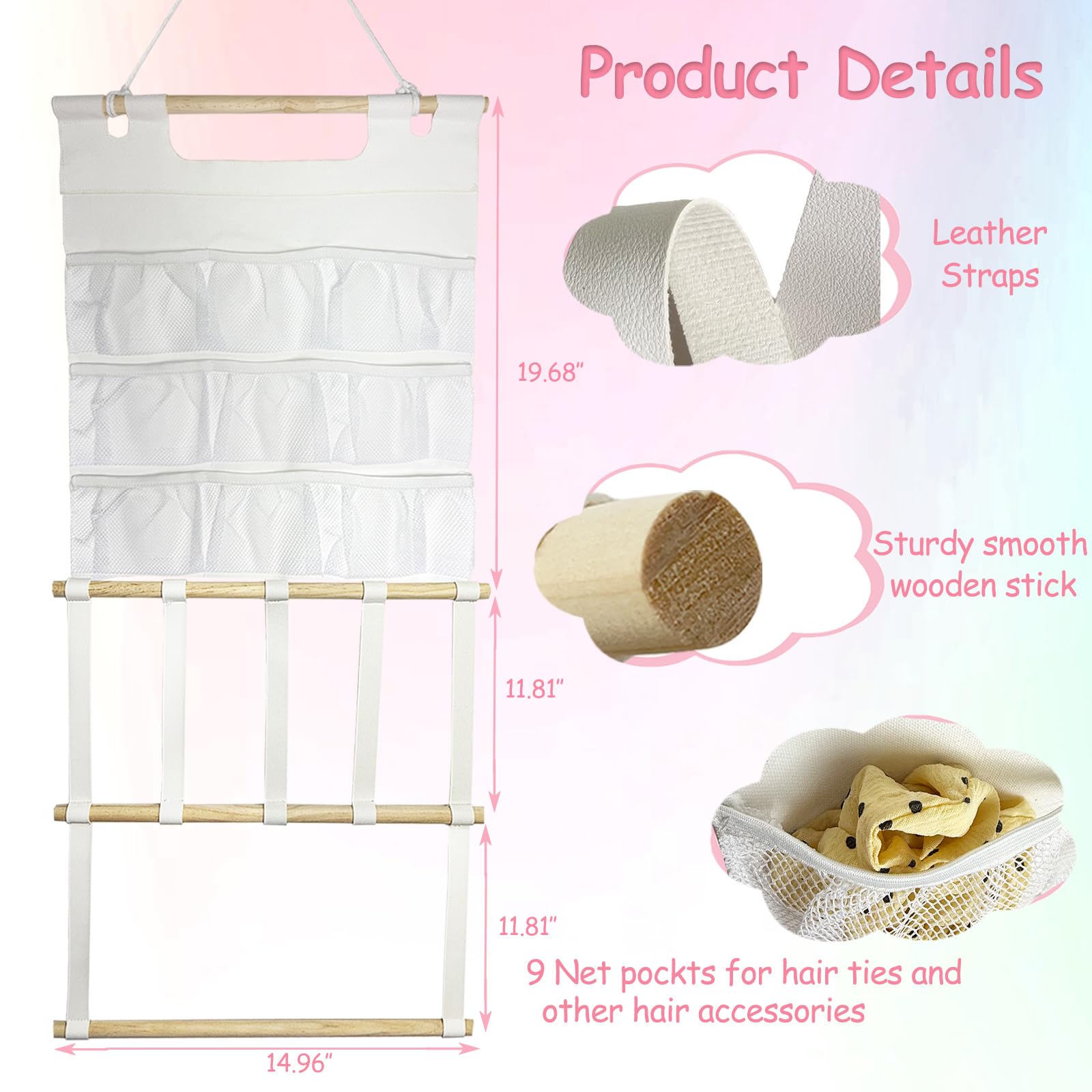 HY.MIS headband organizer features sturdy wooden sticks and cotton nets for reliable daily use.