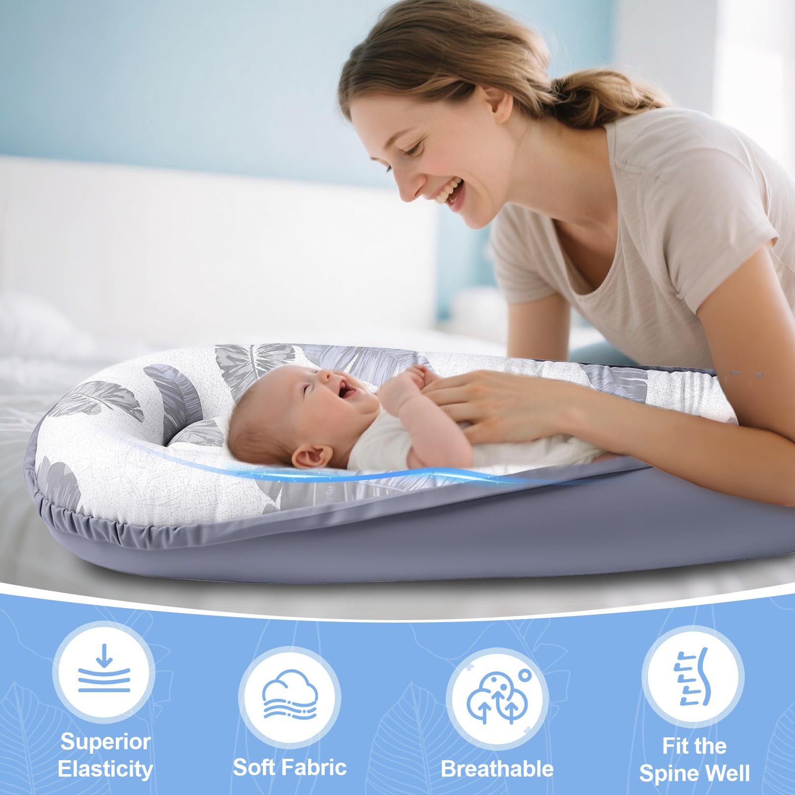 HychYAYA baby lounger adjustable ties grow with your baby for ongoing comfort.