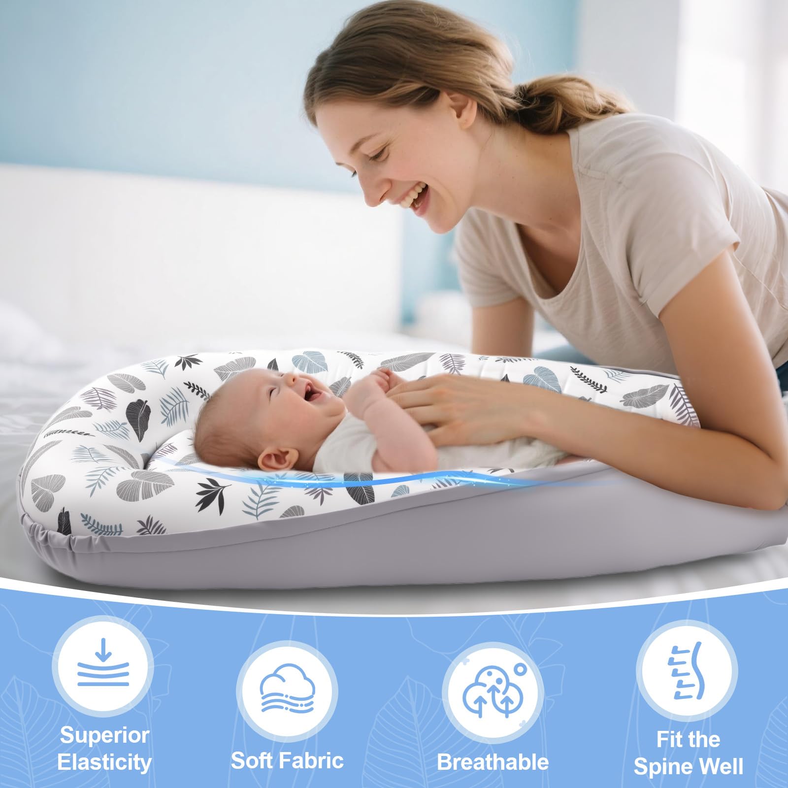 HychYAYA baby lounger breathable fabric keeps baby cool during naps