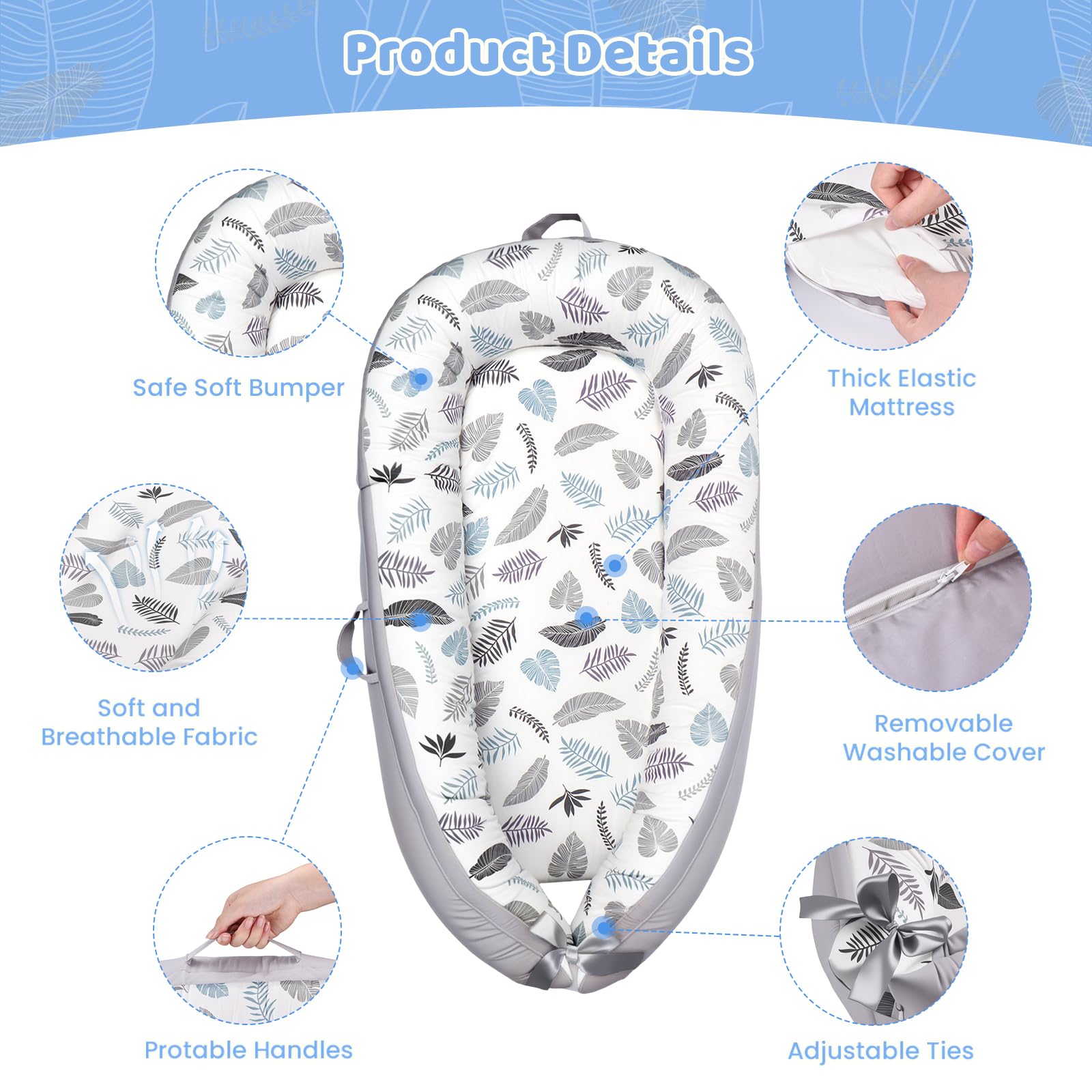 HychYAYA baby lounger infant nest design provides snug support