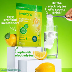 HYDRANT caffeine-l-theanine-boost highlighting energy and focus with smooth release.