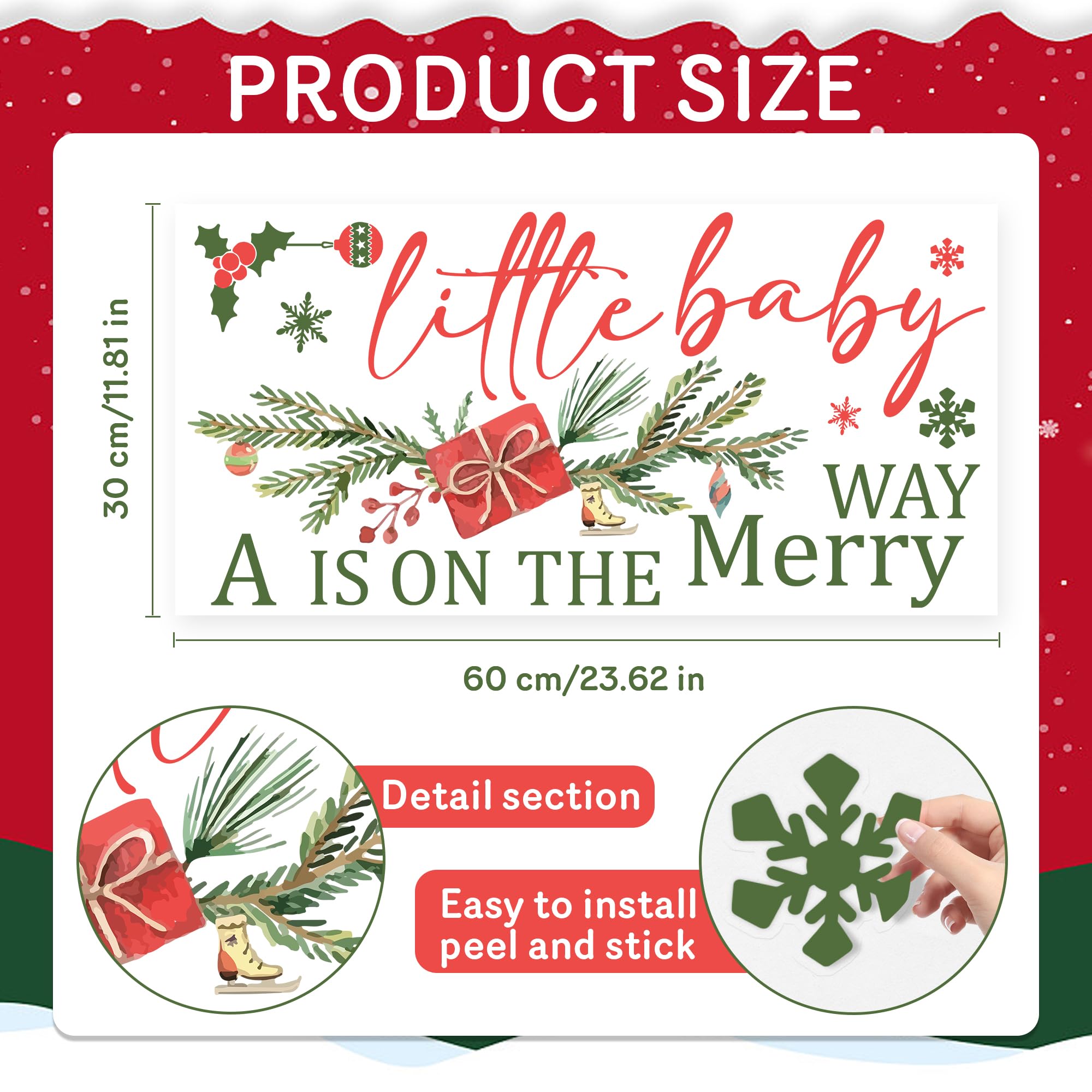 Hzbcxs Christmas baby shower decal packaging ready for wall display and quick setup