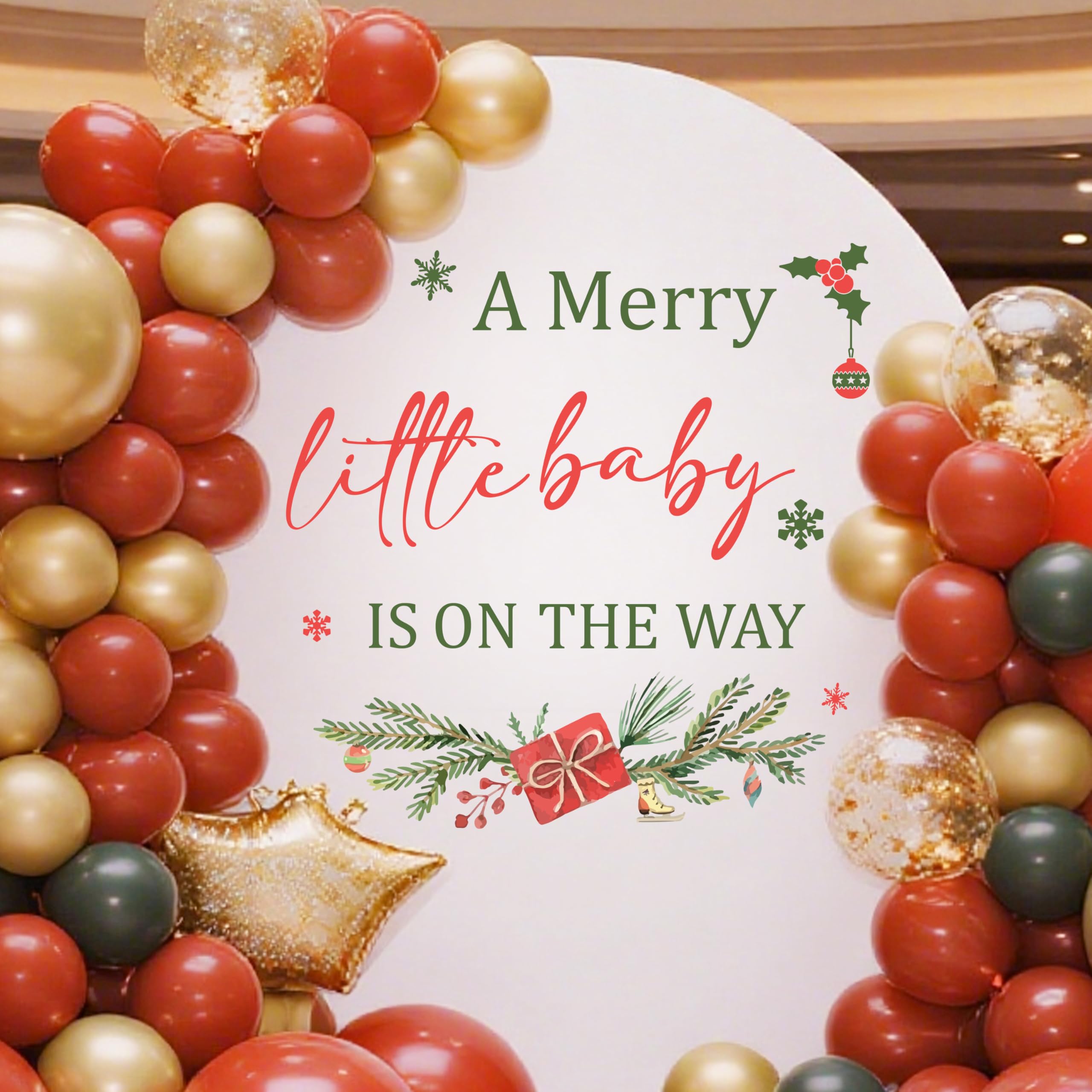 Hzbcxs Merry Little Baby Is On The Way decal on wall for festive baby shower decor