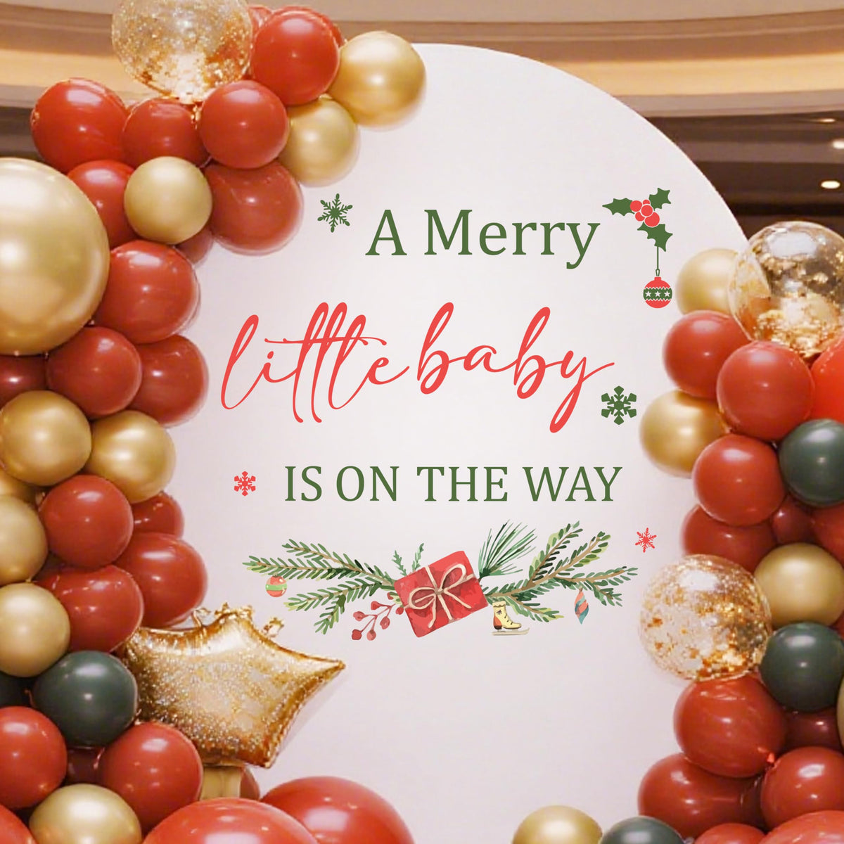Hzbcxs Merry Little Baby Is On The Way decal on wall for festive baby shower decor