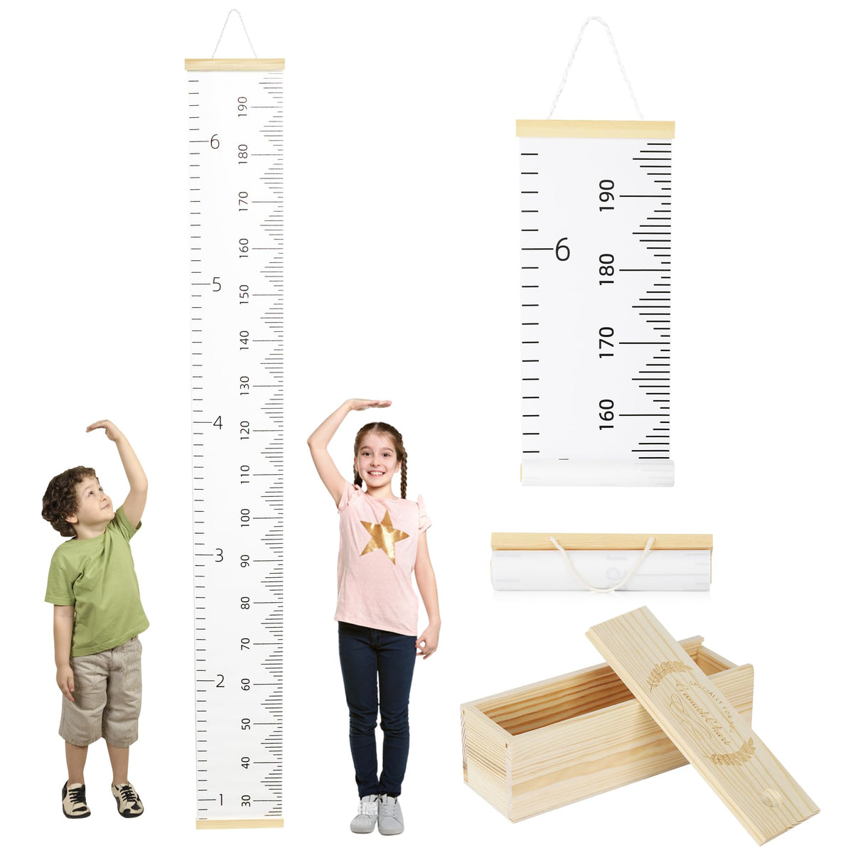 HZZHE growth chart wooden box stores keepsakes neatly for future memories