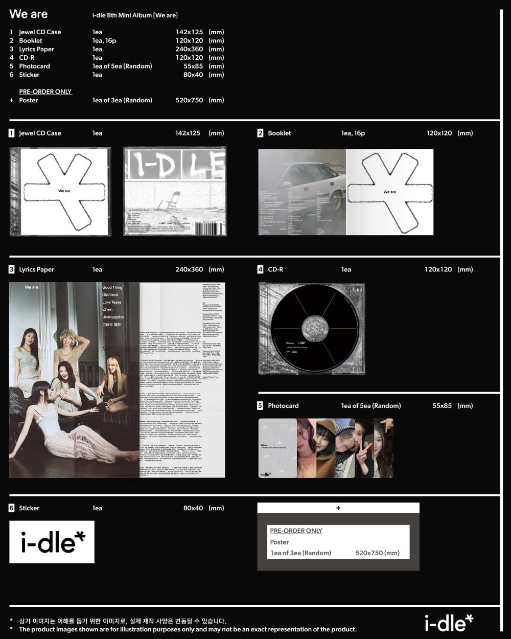 i-dle 8th mini album contents photobook and lyric sheet for immersive viewing.