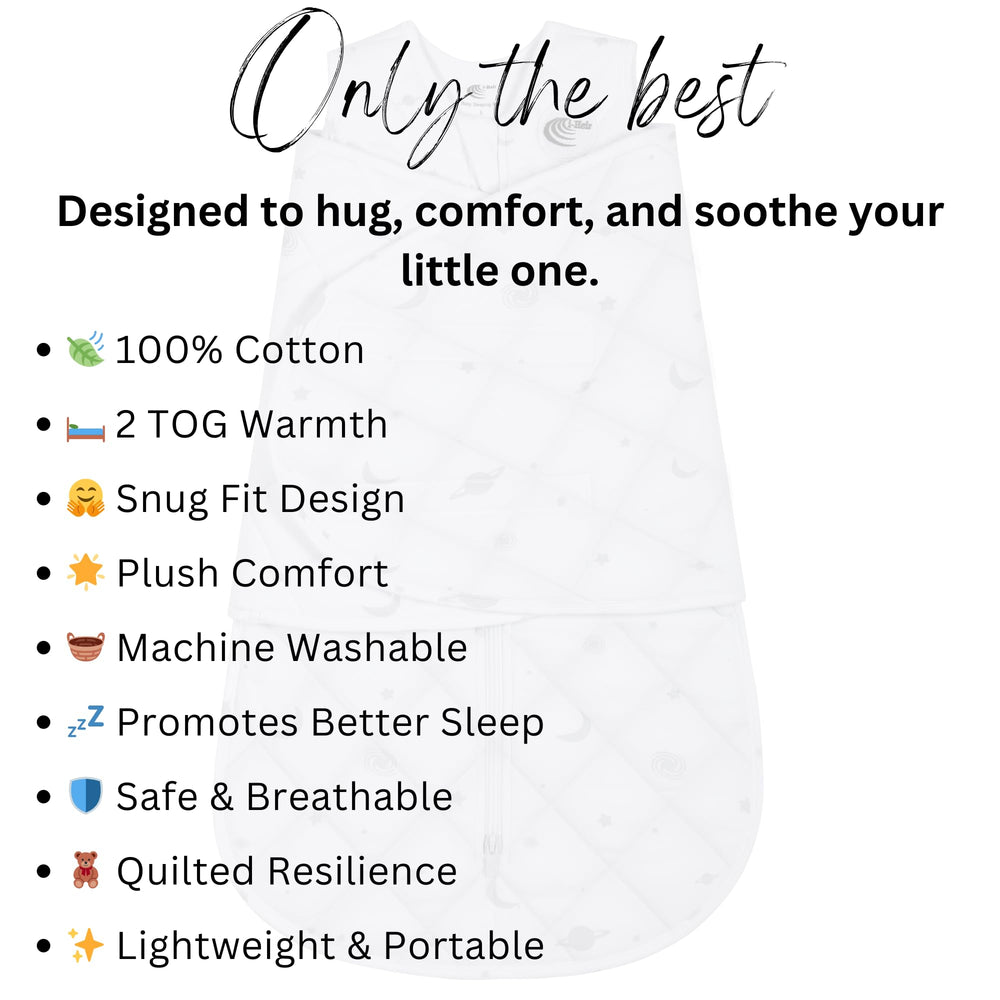 i-Heir baby sleeping peacefully in swaddle using secure wrap