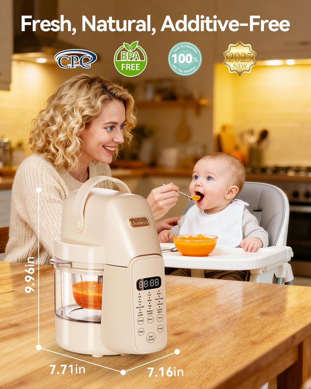 IAGREEA 3D-floating blades ensure even blending for baby textures.