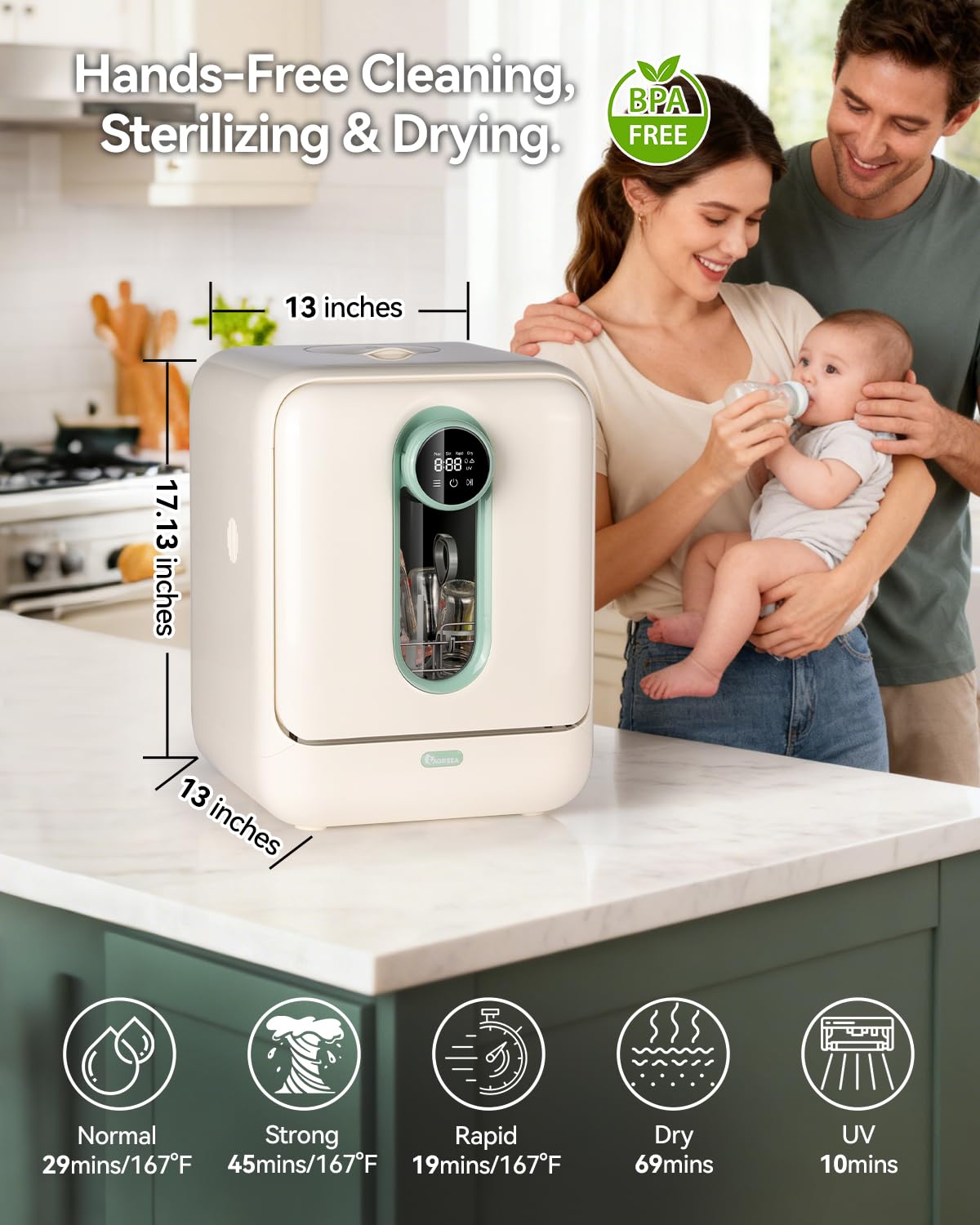 IAGREEA bottle washer with drawer design enables one-handed loading