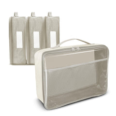 IAMRU toy storage bag beige 4pc set keeps car clutter minimal during trips